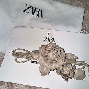 Zara Beige Floral Belt